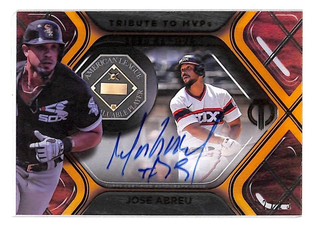 Jose Abreu White Sox 2022 Topps Tribute MVP's Auto 12/25: Jose Abreu White Sox 2022 Topps Tribute MVP's Auto 12/25 Type: Sports Trading Card Sport: Baseball Autographed: Yes Set: 2022 Topps Tribute Signed By: Ronaldo Hernandez Manufacturer: Topps Player/Athl