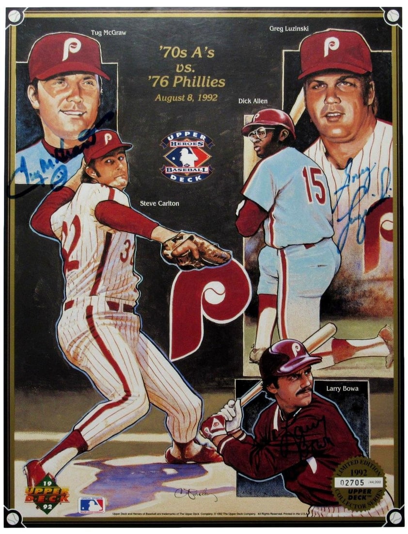 1992 Upper Deck Philadelphia Phillies Signed 1976 Heroes by Luzinski McGraw: 1992 Upper Deck Philadelphia Phillies Signed 1976 Heroes by Luzinski McGraw Sport: Baseball Product: Photo Original/Reprint: Original Team: Philadelphia Phillies Autograph Authentication: Seller Leagu