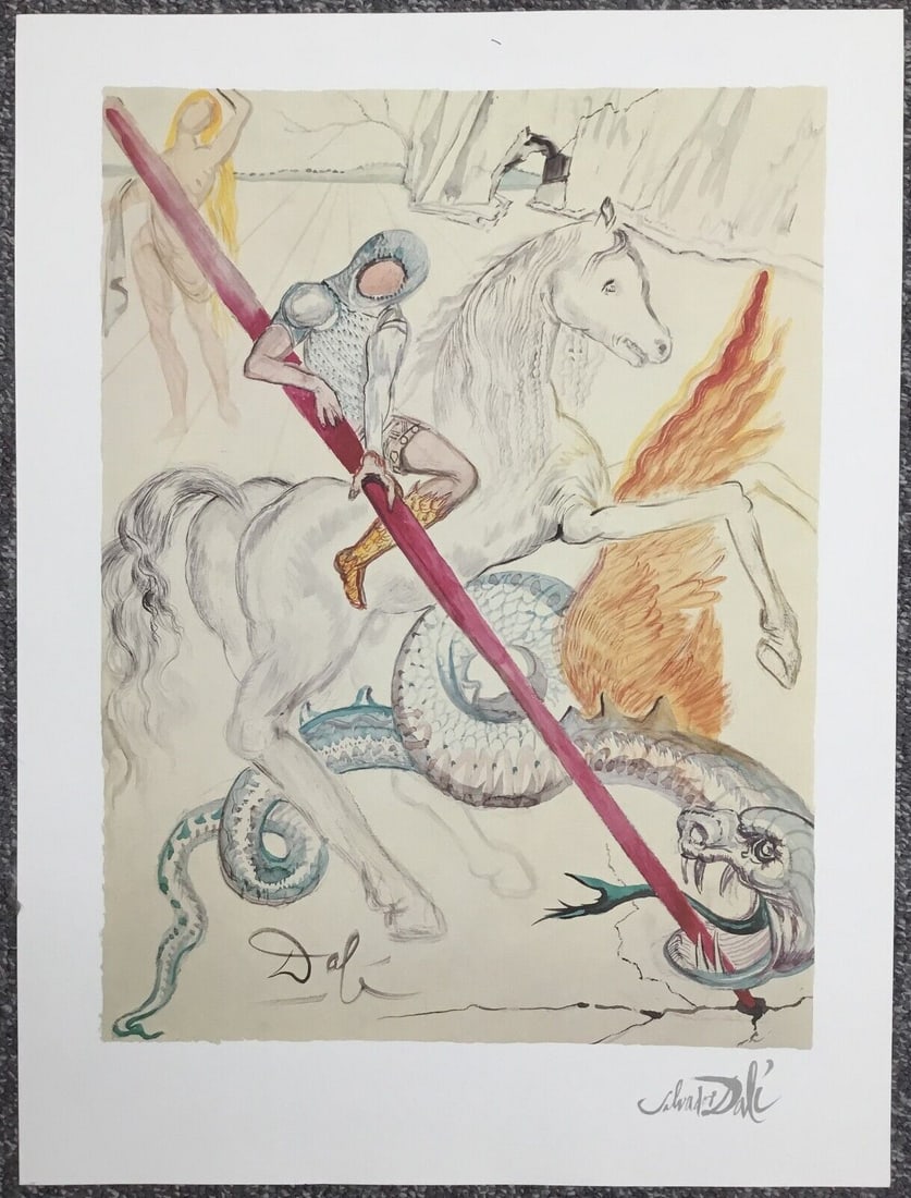 Salvador Dali - Saint George and the Dragon Offset Lithograph: Salvador Dali - Saint George and the Dragon Offset Lithograph Artist: Salvador Dali Unit Of Sale: Single Piece Signed By: Salvador Dali Size: Medium (up to 36in.) Item Length: 25 in Region Of Origin: 