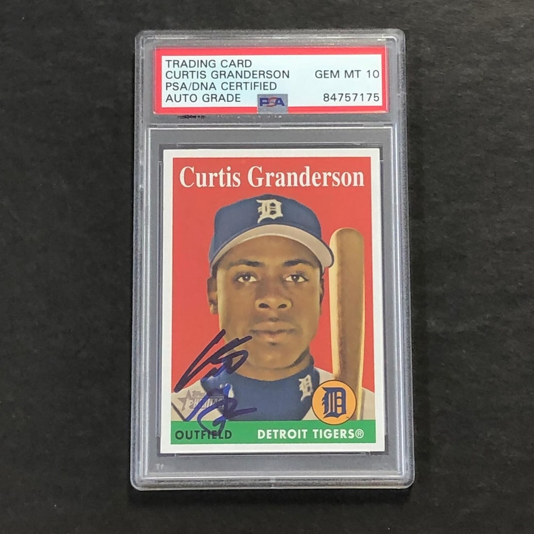 2007 Topps Heritage #434 Curtis Granderson Signed Card PSA Slabbed Auto 10 Tiger: 2007 Topps Heritage #434 Curtis Granderson Signed Card PSA Slabbed Auto 10 Tiger Pre-Owned While the lot images are representative of the item, the size, placement and strength of the signature may va