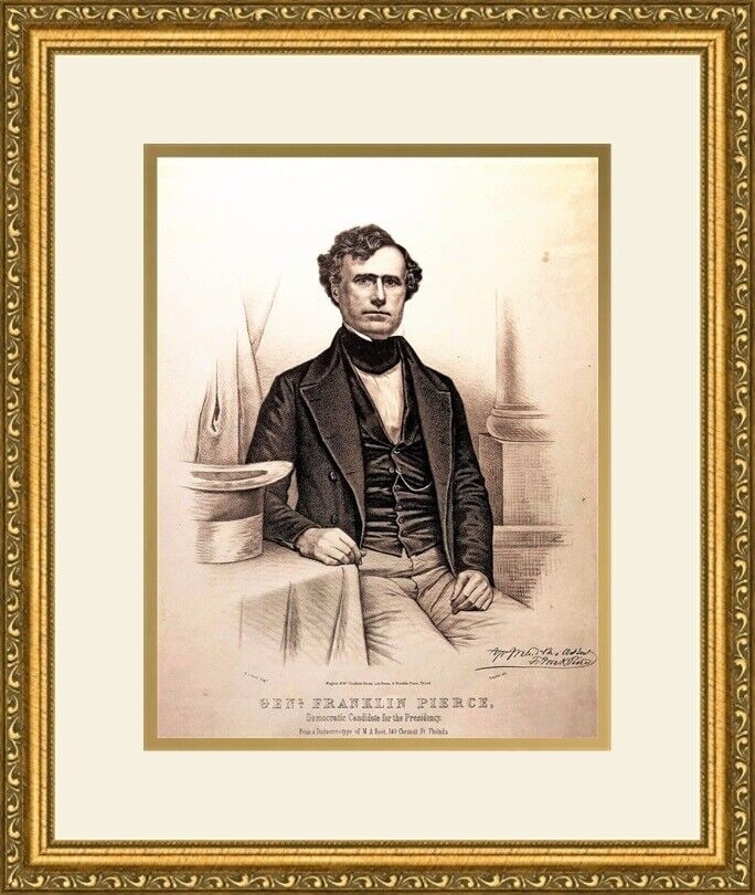 Gen Franklin Pierce 1840 Campaign Poster Custom Framed Reproduction: Gen Franklin Pierce 1840 Campaign Poster Custom Framed Reproduction President: Franklin Pierce Type: Posters First Lady: Jane Pierce Term In Office: 1789-1861 Image Size 10 x 14 Custom Framed Size 16 