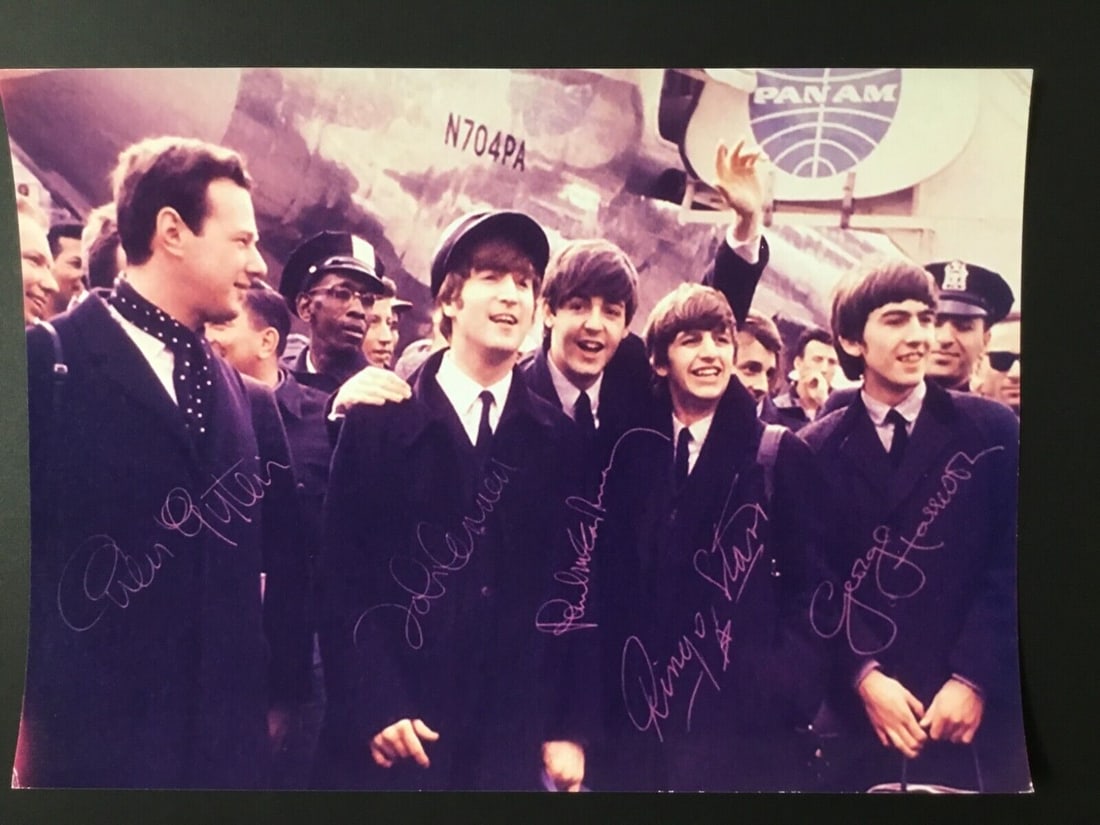 Beatles + Brian Epstein 1962 Facsimile Signed Music Color Photo 8.5x12.0: Beatles + Brian Epstein 1962 Facsimile Signed Music Color Photo 8.5x12.0 Modified Item: No Artist/Band: Beatles Industry: Music Genre: Rock & Pop Image Size 8.5 x 12 Color Reproduction Photo Facsimile