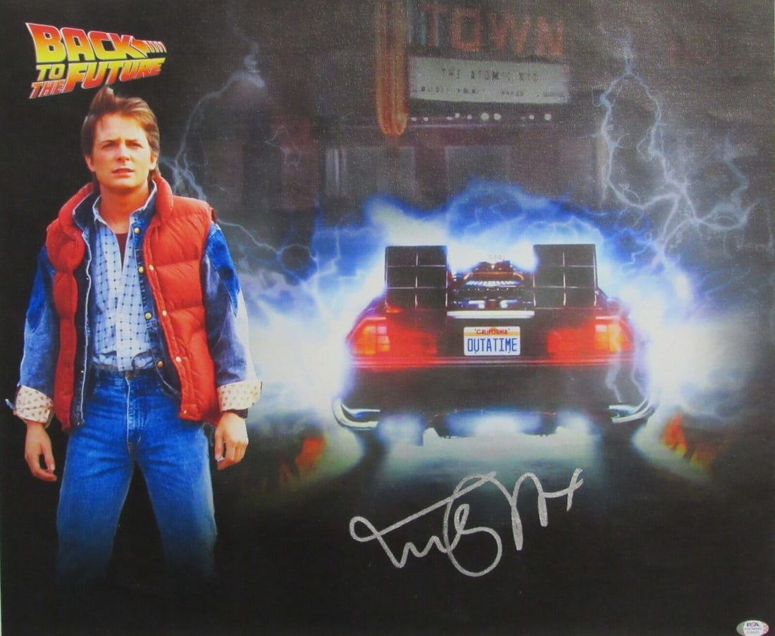 Michael J Fox Signed/Auto "Back to the Future" 22x26 Canvas Print PSA/DNA 165285: Michael J Fox Signed/Auto "Back to the Future" 22x26 Canvas Print PSA/DNA 165285 Industry: Movies Original/Reproduction: Original Autograph Authentication: PSA/DNA Pre-Owned While the lot images are r