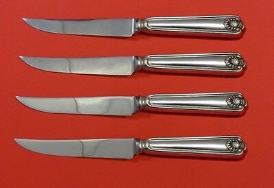 Fiddle Shell by Frank Smith Sterling Silver Steak Knife Set 4pc Custom 8 1/2": Fiddle Shell by Frank Smith Sterling Silver Steak Knife Set 4pc Custom 8 1/2" Fiddle shell by frank smith sterling silver hollow handle with stainless serrated blade steak knife set 4-piece custom mad