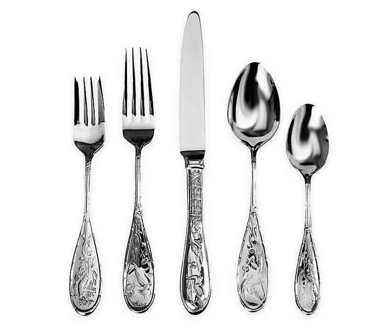 Japanese Bird Audubon by Ricci Stainless Flatware 5-piece Place Setting New: Japanese Bird Audubon by Ricci Stainless Flatware 5-piece Place Setting New Best seller! new japanese bird by ricci stainless steel 5-piece place setting. This multi-motif pattern is similar to japane