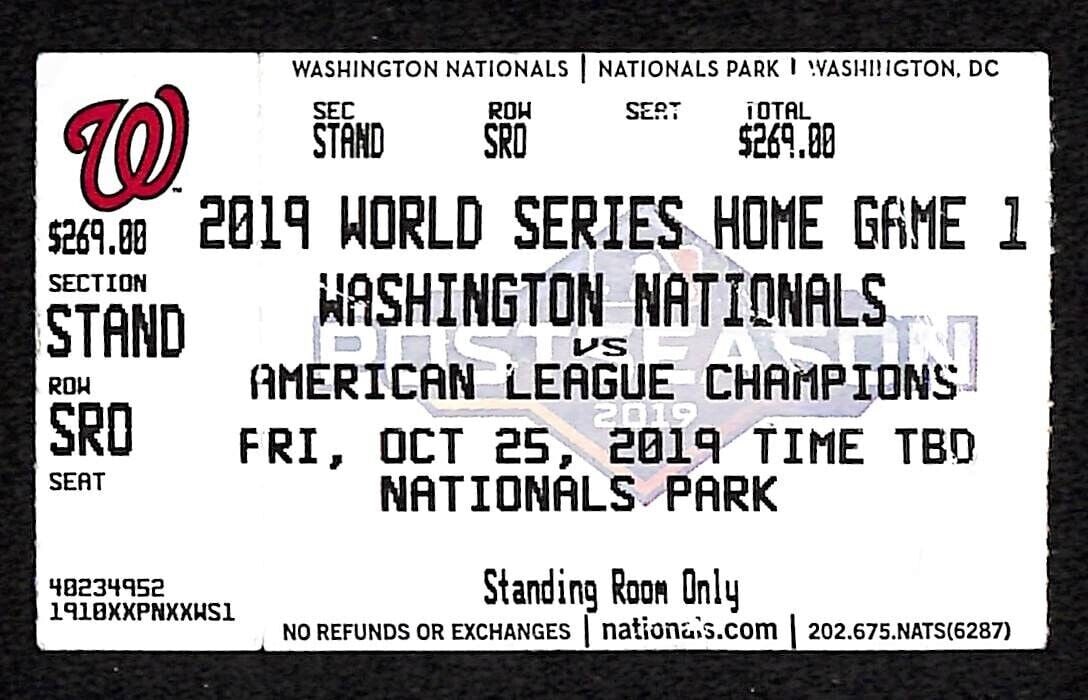 2019 World Series Ticket Game 3 Nationals v Astros Stephen Strasburg MVP 51233: 2019 World Series Ticket Game 3 Nationals v Astros Stephen Strasburg MVP 51233 Year: 2019 Sport: Baseball-MLB Player: Stephen Strasburg Original/Reproduction: Original Country/Region of Manufacture: U