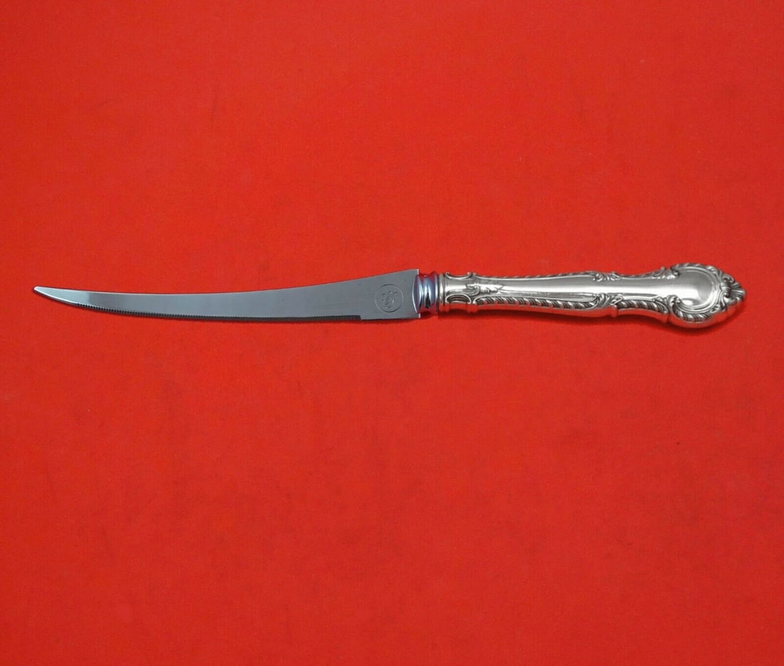 English Gadroon by Gorham Sterling Silver Tomato Knife Serrated Custom 7 5/8": English Gadroon by Gorham Sterling Silver Tomato Knife Serrated Custom 7 5/8" English gadroon by gorhamsterling silver hollow handle with stainless, serrated blade tomato knife, 7 5/8" custom made in
