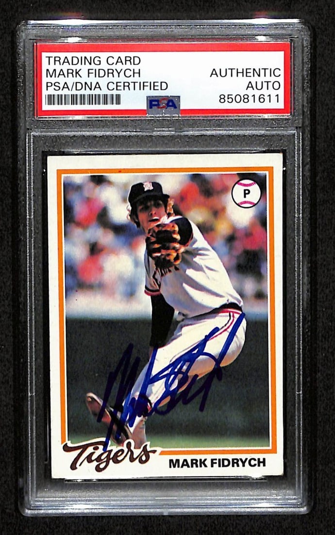 Mark Fidrych Signed 1978 Topps Card #45 Detroit Tigers PSA/DNA 184561: Mark Fidrych Signed 1978 Topps Card #45 Detroit Tigers PSA/DNA 184561 Productname: Mark Fidrych Signed 1978 Topps Card #45 Detroit Tigers PSA/DNA 18 Original/Reprint: Original Player: Mark Fidrych Pro