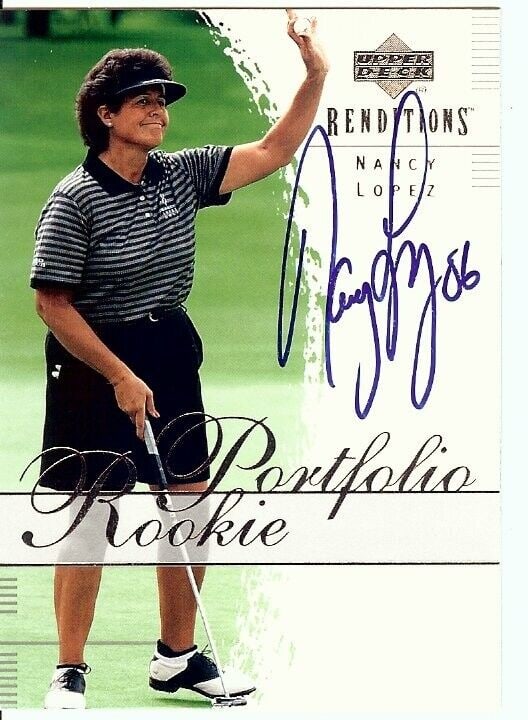 Nancy Lopez Signed Autographed Trading Card 2003 UD Renditions Rookies: Nancy Lopez Signed Autographed Trading Card 2003 UD Renditions Rookies Sport: Golf-PGA Product: Memorabilia Original/Reprint: Original Player: Nancy Lopez Autograph Authentication: Global Authentics (