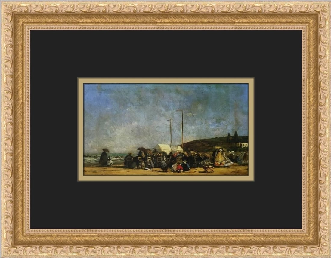 Eugene Boudin The Beach at Trowville Custom Framed Print: Eugene Boudin The Beach at Trowville Custom Framed Print Unit Of Sale: Single-Piece Work Artist: Eugene Boudin Size: Medium (up to 36in.) Item Length: 13 in Region Of Origin: United States Framing: Ma