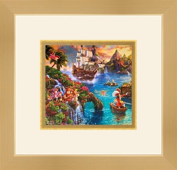 Thomas Kinkade Disney - Peter Pans Never Land Custom Gallery Framed Print: Thomas Kinkade Disney - Peter Pans Never Land Custom Gallery Framed Print Features: Framed Matted Personalize: No Item Width: 14 in Item Length: 14 in Item Height: 14 in Quantity Type: Single-Piece Wo