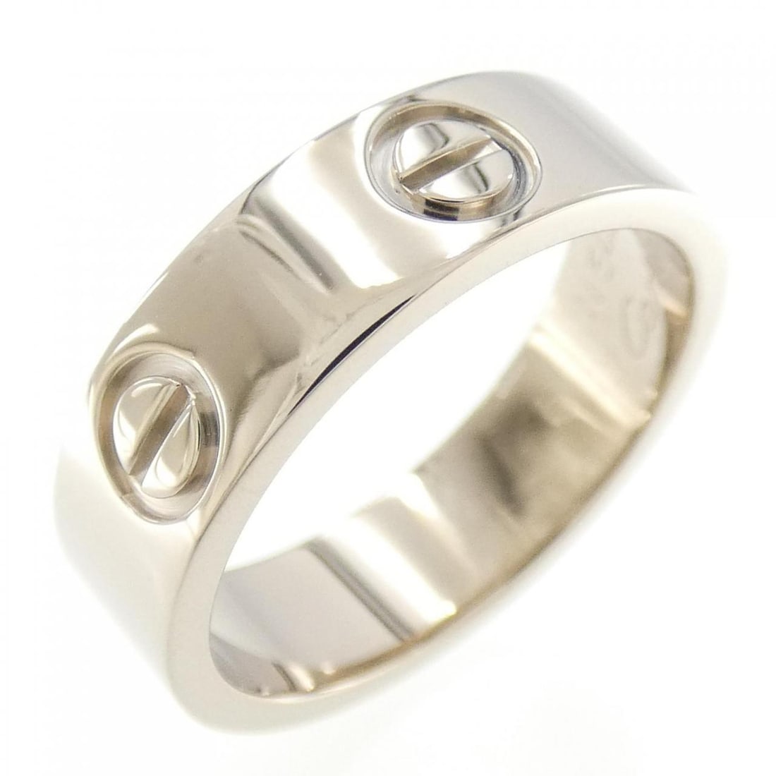 Cartier Love Ring: Cartier Love Ring Style: Ring Material: 750 White Gold Gender: Ladies" Size: 6.5 (US size) (53) Accessories: No accessories Main Stone: No stones Weight: approx. 7.0G Actualsize: Max W: 5.4mm Type: Ri