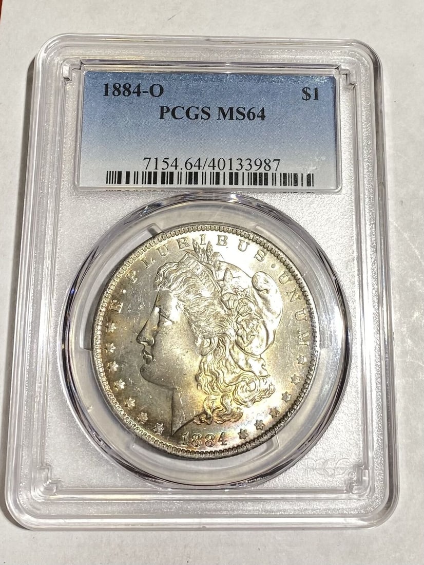 Morgan Silver Dollar 1884 O PCGS MS-64: Morgan Silver Dollar 1884 O PCGS MS-64 Certification: PCGS Composition: Silver Grade: MS-64 Year: 1884 Circulated/Uncirculated: Uncirculated Strike Type: MS Mint Location: O Country: USA Km Number: Un