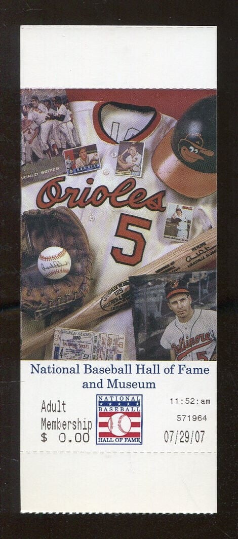 2007 MLB HOF Induction Ticket Cal Ripken Jr. NMT 84245: 2007 MLB HOF Induction Ticket Cal Ripken Jr. NMT 84245 Sport: Baseball Player: Cal Ripken, Jr. Year: 2007 Original/Reproduction: Original Team: Baltimore Orioles Country/Region of Manufacture: United 