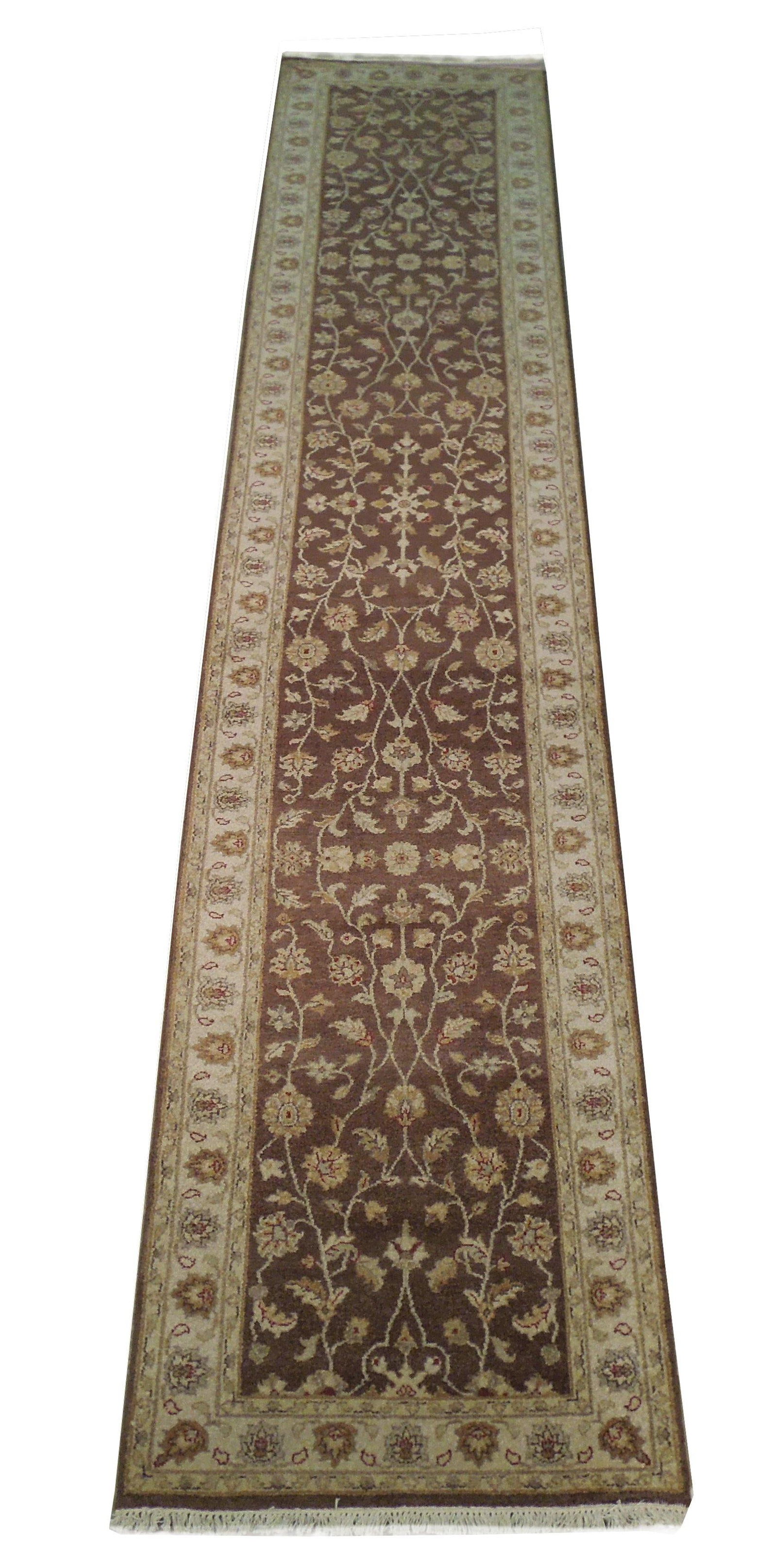 3 x 14 Mocha Brown Vegetable Dyed Chobi Runner: 3 x 14 Mocha Brown Vegetable Dyed Chobi Runner Free continental US Shipping Size in Feet: Width: 3 x Length: 14 Size in Inches: Width: 36 in x Length: 168 in Colors: Mocha Brown Ivory Weave: 100% Hand