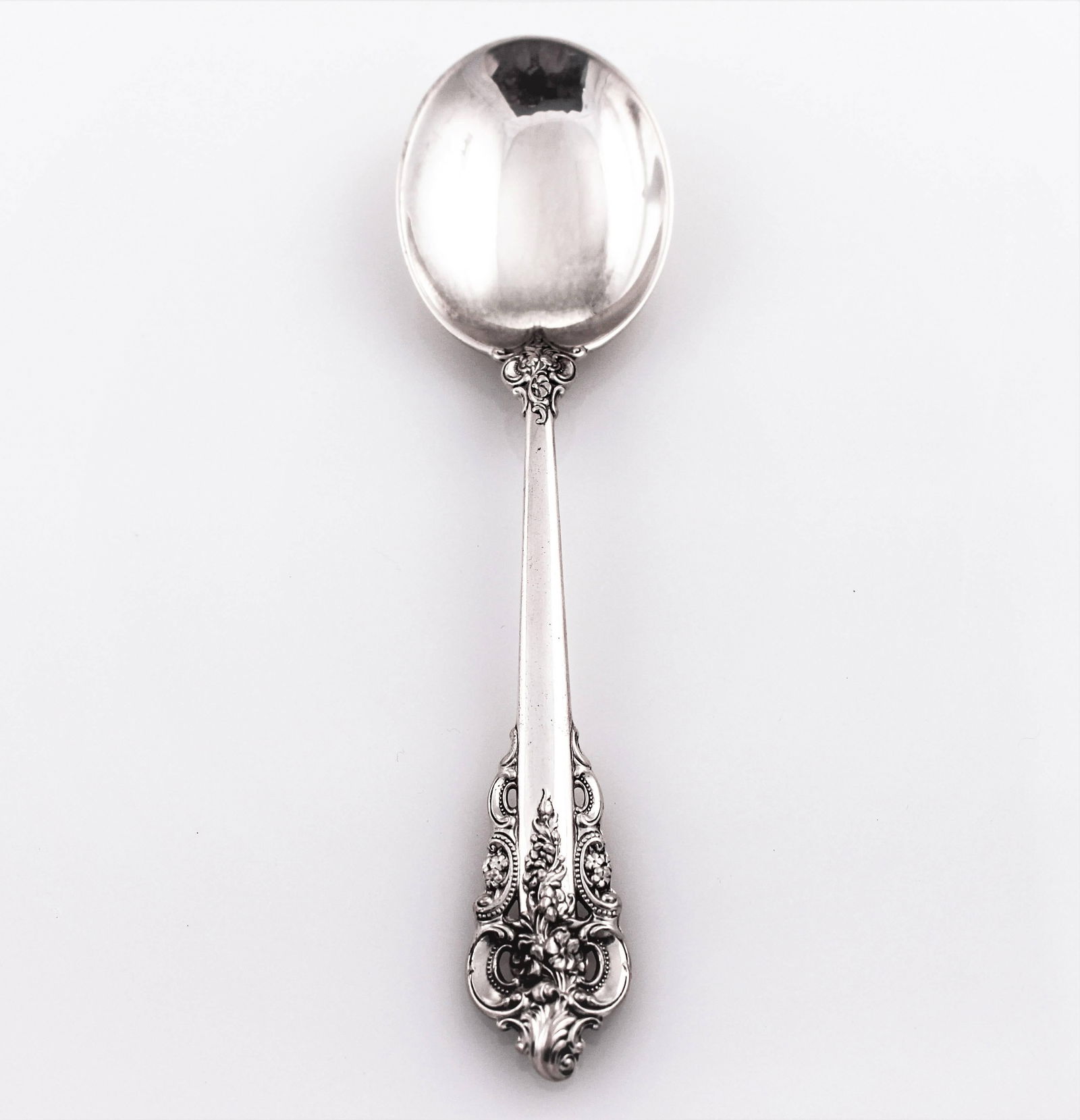 Grande Baroque Flatware for 36: Grande Baroque Flatware for 36 Creator: Wallace Silversmiths (Manufacturer) Dimensions: Height: 9 in (22.86 cm)Diameter: 1.5 in (3.81 cm) Sold As: Set of 180 Materials and Techniques: Sterling Silver