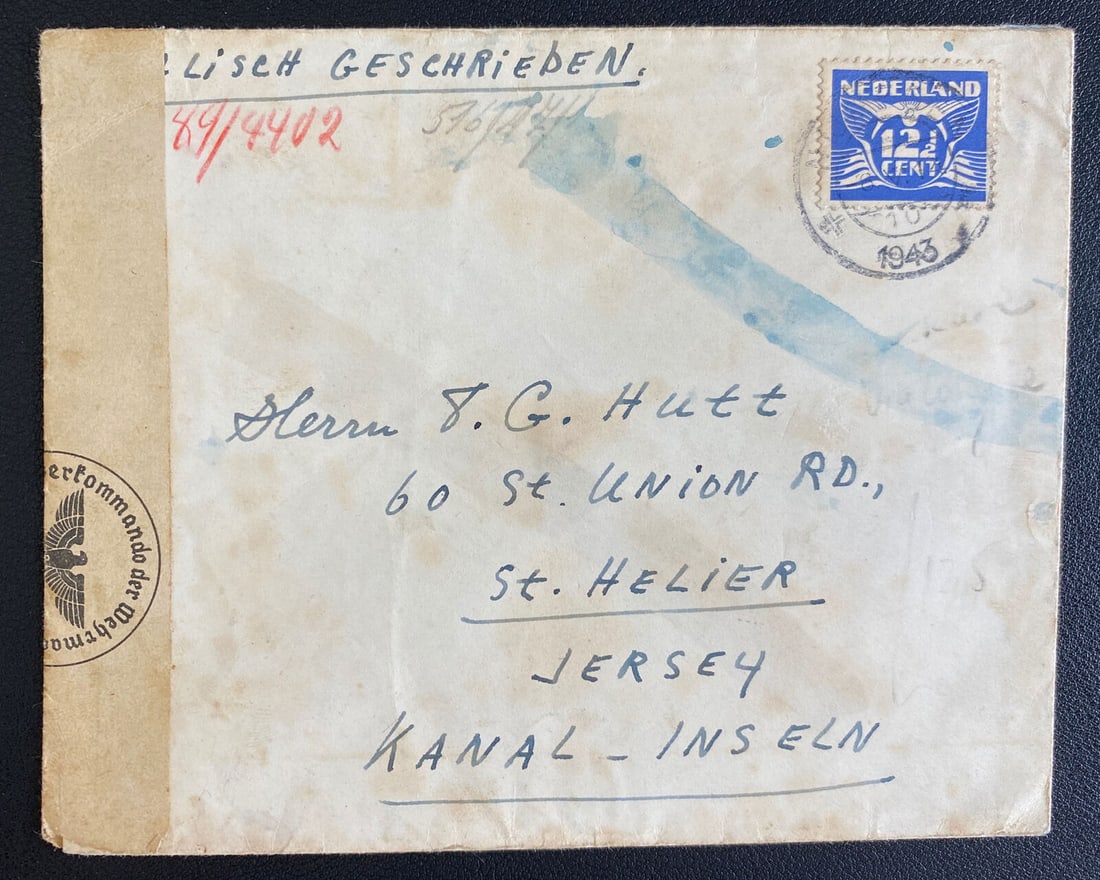 1943 Arnhem Netherlands Cover To St Heliers Jersey Channel Islands England WW2: 1943 Arnhem Netherlands Cover To St Heliers Jersey Channel Islands England WW2 Place Of Origin: Netherlands & Colonies Quality: Used Region: Netherlands Grade: Ungraded Certification: Uncertified Pre-