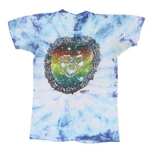 1980 Mikio Skull Tie Dye Shirt: 1980 Mikio Skull Tie Dye Shirt Original 1980 Mikio Skull Tie Dye Shirt. This is a true vintage shirt, not a modern reproduction. Sizes vary so please use measurements for best idea on fit. No back