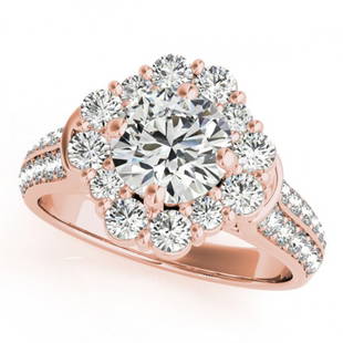 2 ctw Certified VS/SI Diamond Halo Ring 18k Rose Gold: 2 ctw Certified VS/SI Diamond Halo Ring 18k Rose Gold 2 ctw Certified VS/SI Diamond Halo Ring 18k Rose Gold Designer Brand Luxury Jewelrymade in the USA Suggested Retail Price: $13350 .Item: