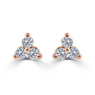 14k Rose Gold 1/4 Ctw Trio Diamond Stud Earrings: 14k Rose Gold 1/4 Ctw Trio Diamond Stud Earrings Side Stone Weight (Cts): 0.24 Gender: Women"s Metal: Rose Gold Total Carat Weight: 0.24 Metal Purity: 14KT Diamond Clarity Grade: Slightly Included