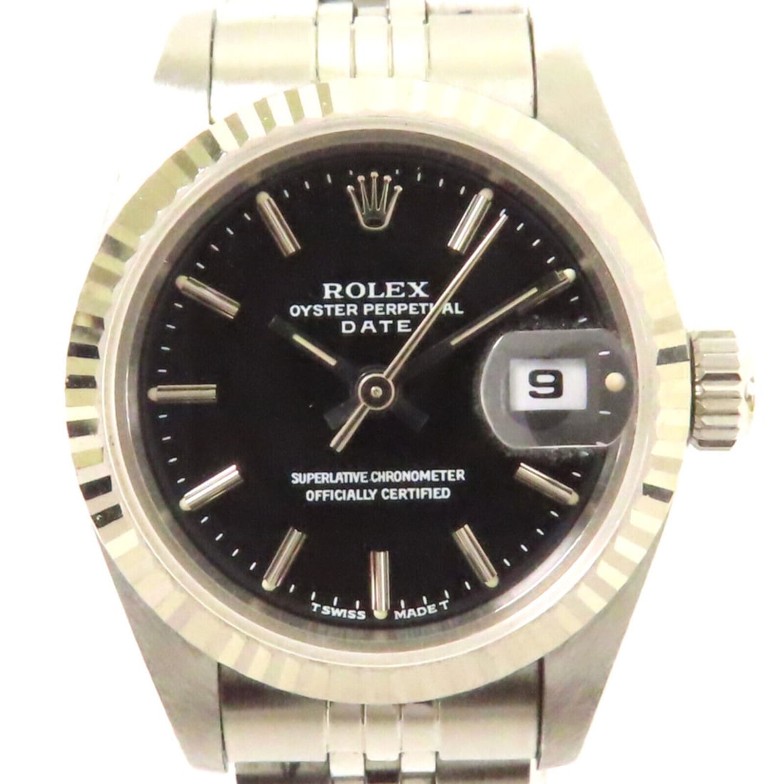 ROLEX Lady Date 26mm Automatic Watch Stainless Steel Black: ROLEX Lady Date 26mm Automatic Watch Stainless Steel Black Style: Wrist Watch Material: Stainless Steel Color: Black Band Material: Stainless Steel Size Type: Regular Lug Width: 0.4 Type: Wristwatch D