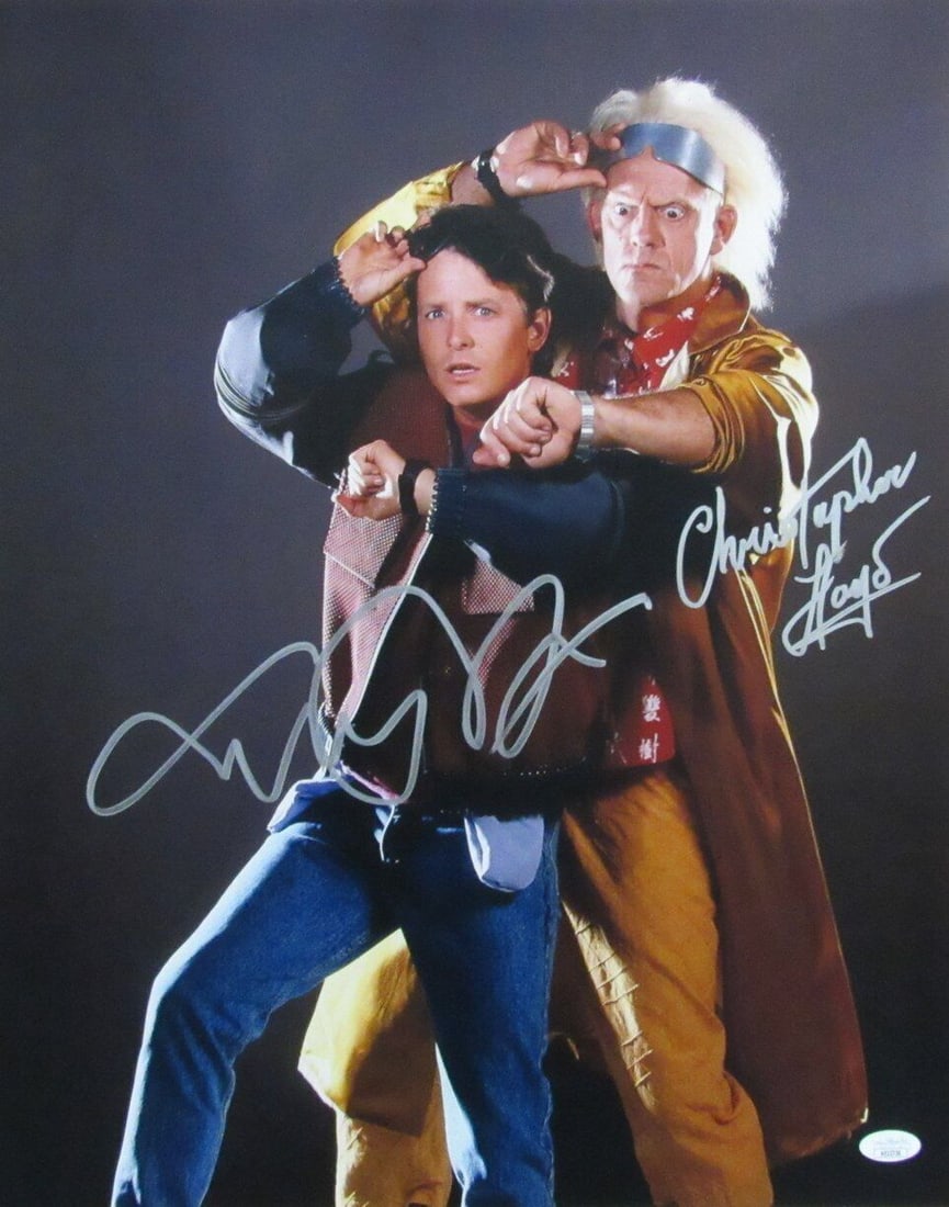 Michael J Fox/Christopher Lloyd Sign/Auto 16x20 Photo Back to Future JSA 174003: Michael J Fox/Christopher Lloyd Sign/Auto 16x20 Photo Back to Future JSA 174003 Industry: Movies Original/Reproduction: Original Original/Reprint: Original Product: Photo Signed: YES Pre-Owned While t