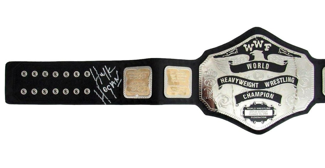 Hulk Hogan HOF Signed Heavyweight Champion WWF Full Size Replica Belt 165400: Hulk Hogan HOF Signed Heavyweight Champion WWF Full Size Replica Belt 165400 League: WWF Pre-Owned While the lot images are representative of the item, the size, placement and strength of the signatur