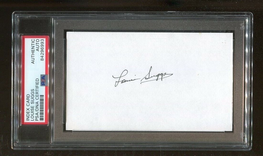 Louise Suggs Signed Index Card 3x5 Autographed 61 LPGA Wins Golf PSA/DNA: Louise Suggs Signed Index Card 3x5 Autographed 61 LPGA Wins Golf PSA/DNA Product: Index Card Sport: Golf-LPGA Original/Reprint: Original Autograph Authentication: Professional Sports (PSA/DNA) Player: