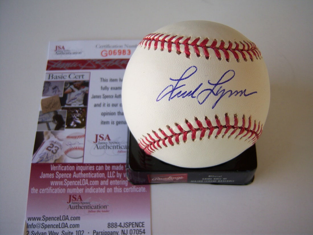 FRED LYNN REDSOX MVP/ROY JSA/COA SIGNED MLB BASEBALL: FRED LYNN REDSOX MVP/ROY JSA/COA SIGNED MLB BASEBALL Sport: Baseball-MLB Product: Ball Original/Reprint: Original Pre-Owned While the lot images are representative of the item, the size, placement and