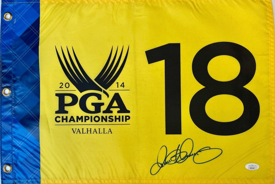 Rory McIlroy signed 2014 PGA Championship-Valhalla Pin Flag-JSA Letter: Rory McIlroy signed 2014 PGA Championship-Valhalla Pin Flag-JSA Letter Sport: Golf-PGA Player: Rory McIlroy Signed: Yes Original/Reprint: Original Autograph Authentication: James Spence Authentication