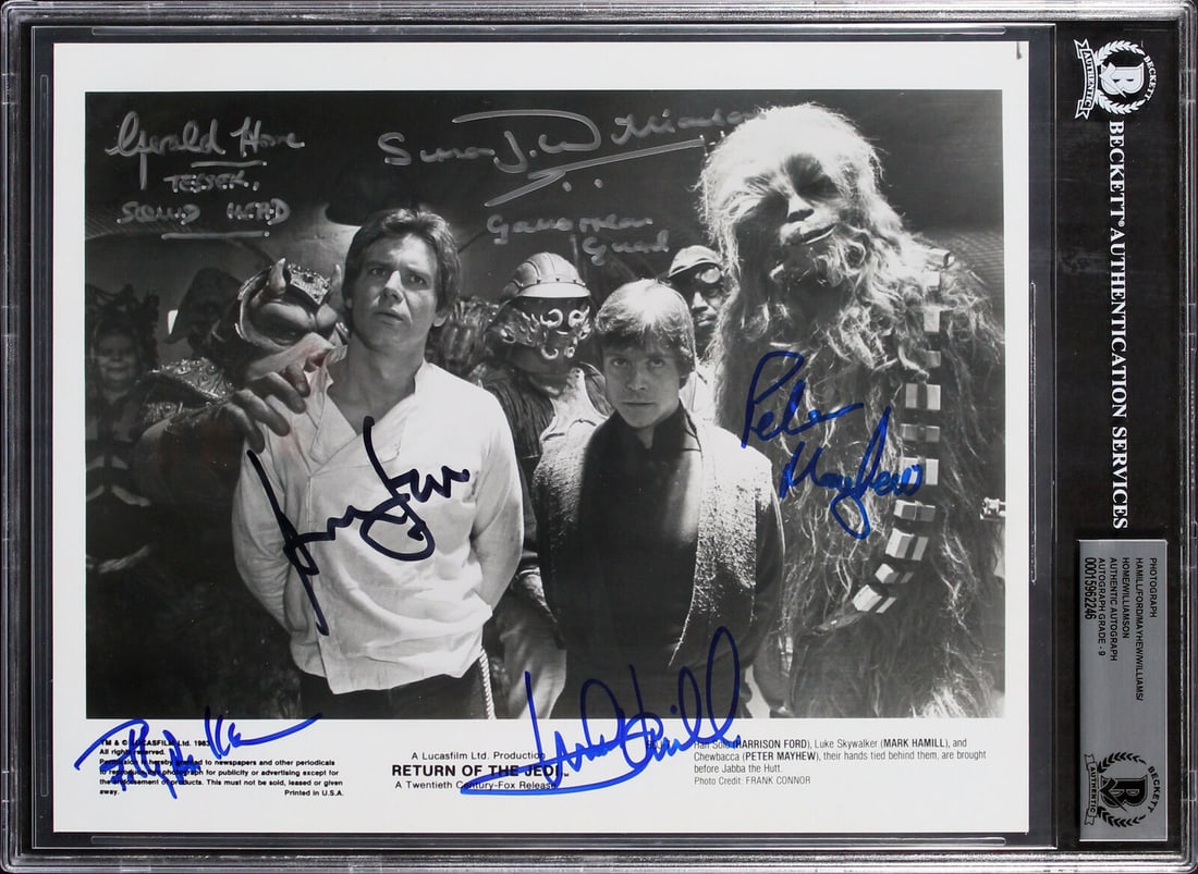 Star Wars (6) Ford Hamill Mayhew Williams Signed 8x10 Photo Auto 9! BAS Slab: Star Wars (6) Ford Hamill Mayhew Williams Signed 8x10 Photo Auto 9! BAS Slab Industry: Movies Object Type: Photograph Original/Reproduction: Original Autograph Authentication: Beckett Product Coa: Bec