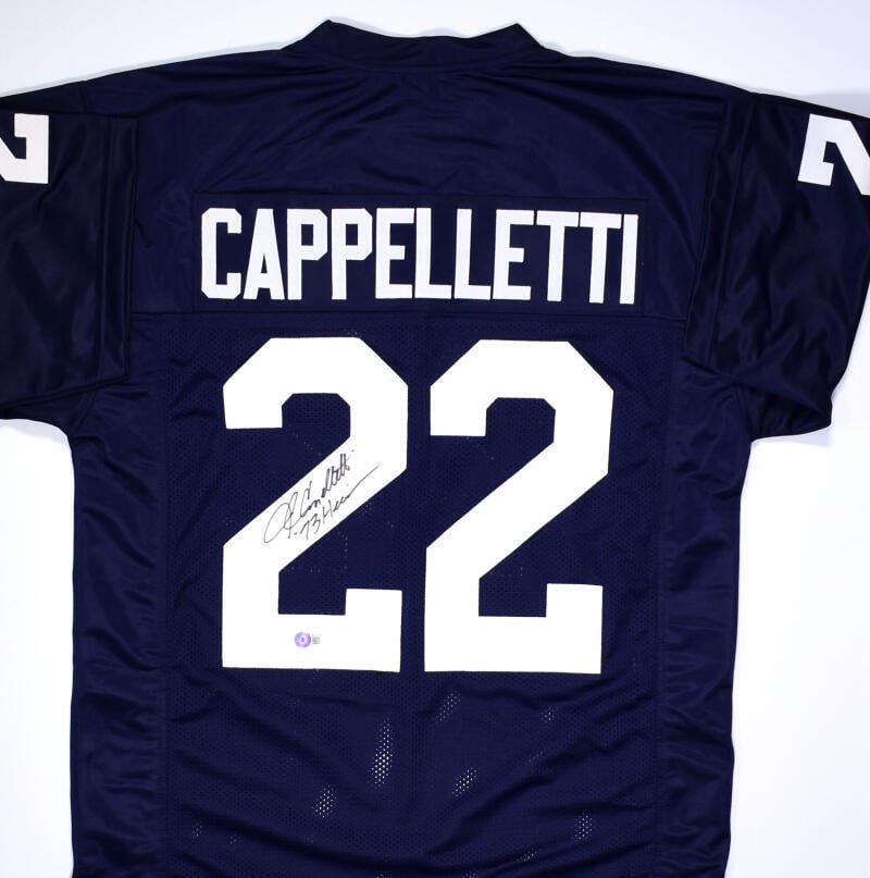 John Cappelletti Autographed Blue College Style Jersey w/Heisman- Beckett Holo: John Cappelletti Autographed Blue College Style Jersey w/Heisman- Beckett Holo Sport: Football Product: Jersey Original/Reprint: Original Team: Penn State Autograph Authentication: Beckett Authenticat