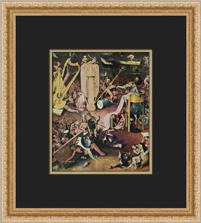 Hieronymus Bosch Musical Hell Custom Framed Print: Hieronymus Bosch Musical Hell Custom Framed Print Artist: Hieronymus Bosch Unit Of Sale: Single Piece Size: Medium Custom Bundle: No Item Length: 14 in Region Of Origin: United States Framing: Matted