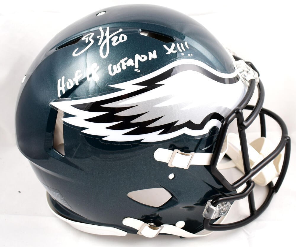 Brian Dawkins Autographed Eagles F/S Speed Helmet w/2 insc.-BAW Holo: Brian Dawkins Autographed Eagles F/S Speed Helmet w/2 insc.-BAW Holo Sport: Football-NFL Product: Helmet Original/Reprint: Original Player: Brian Dawkins Team: Philadelphia Eagles Autograph Authentica