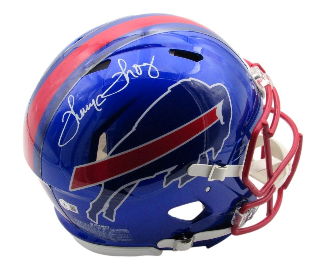 Thurman Thomas HOF Signed Full Size Speed Autrhentic Helmet Bills Beckett 179410: Thurman Thomas HOF Signed Full Size Speed Autrhentic Helmet Bills Beckett 179410 Sport: Football Product: Helmet Original/Reprint: Original Team: Buffalo Bills Autograph Authentication: BAS/Beckett Le