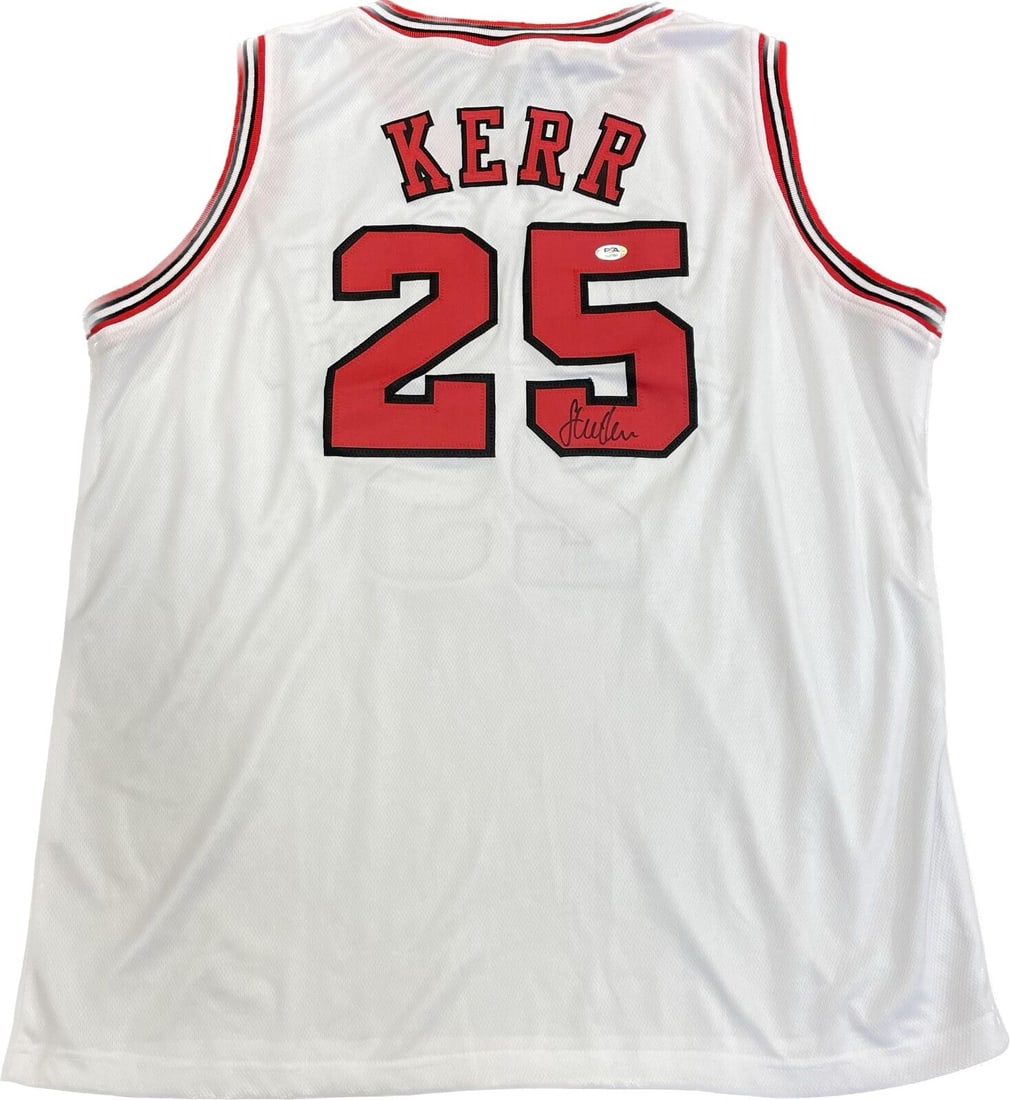 Steve Kerr Signed Jersey PSA/DNA Chicago Bulls Michael Jordan: Steve Kerr Signed Jersey PSA/DNA Chicago Bulls Michael Jordan Original/Reprint: Original Product: Jersey Sport: Basketball Pre-Owned While the lot images are representative of the item, the size, plac