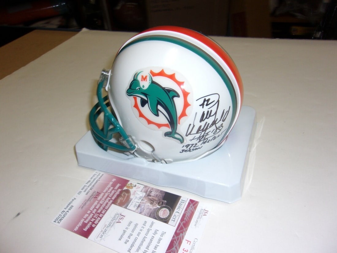PAUL WARFIELD MIAMI DOLPHINS 17-0 1972 UNDEFEATED HOF JSA/COA SIGNED MINI HELMET: PAUL WARFIELD MIAMI DOLPHINS 17-0 1972 UNDEFEATED HOF JSA/COA SIGNED MINI HELMET Product: Helmet Sport: Football-NFL Original/Reprint: Original Pre-Owned While the lot images are representative of the