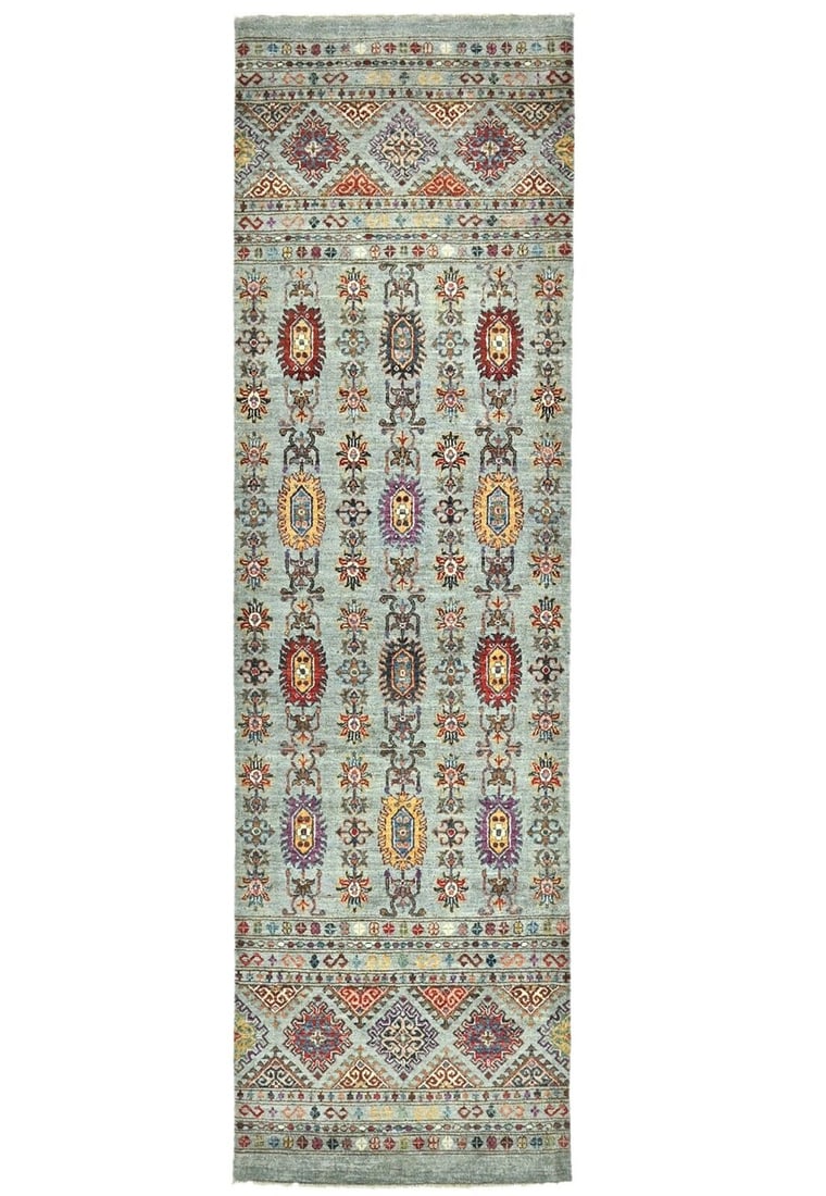 Farmhouse Tribal Floral Kazak Peshawar 3X10 Oriental Runner Rug Hallway Carpet: Farmhouse Tribal Floral Kazak Peshawar 3X10 Oriental Runner Rug Hallway Carpet Free continental US Shipping Type: Runners Color: Light Blue Cream Red Brown Caramel Blue etc Size: 2"10 X 9"10 Ft Materi