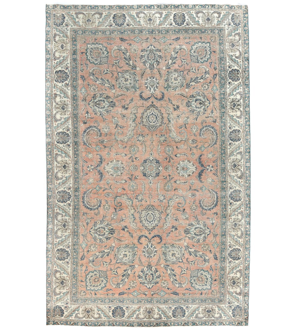 Extra Large Antique Muted Floral 98X154 Distressed Vintage Oriental Rug Carpet: Extra Large Antique Muted Floral 98X154 Distressed Vintage Oriental Rug Carpet Free continental US Shipping Type: Area Rugs Color: Muted Colors: Rusty Peach Cream Teal Green Blue Brown etc Size: 9"8 X