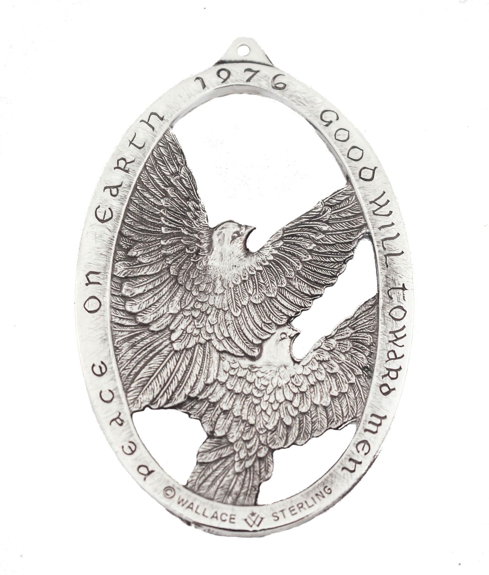 Sterling Silver Christmas Ornament: Sterling Silver Christmas Ornament Creator: Wallace Silversmiths (Manufacturer) Dimensions: Height: 2.5 in (6.35 cm)Width: 2 in (5.08 cm)Depth: 0.4 in (1.02 cm) Materials and Techniques: Sterling Silv