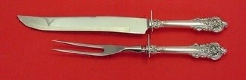 Grande Baroque by Wallace Sterling Silver Roast Carving Set 2pc HHWS: Grande Baroque by Wallace Sterling Silver Roast Carving Set 2pc HHWS Grande baroque by wallace sterling silver hollow handle with stainless implements roast carving set 2-piece (knife 13 3/4" and fork