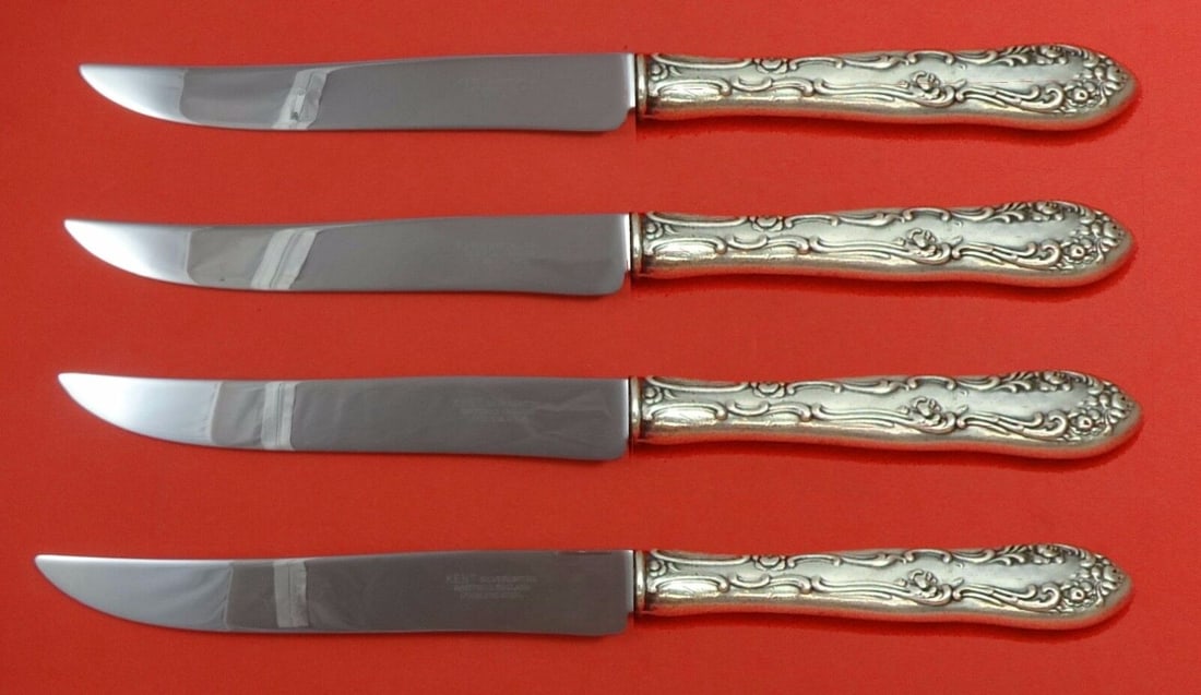 Old English by Towle Sterling Silver Steak Knife Set 4pc Texas Sized Custom: Old English by Towle Sterling Silver Steak Knife Set 4pc Texas Sized Custom Old english by towlesterling silver hollow handle with stainless blade steak knife set (large texas sized), 4-piece custom m