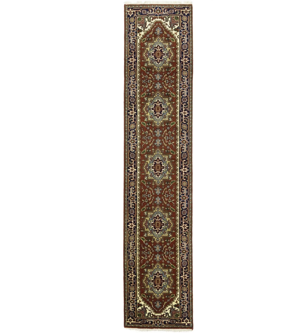 Oriental Runner Rug Floral Heriz Serapi 27X12 Rusty Red Hallway Kitchen Carpet: Oriental Runner Rug Floral Heriz Serapi 27X12 Rusty Red Hallway Kitchen Carpet Free continental US Shipping Type: Runners Color: Rusty Red Dark Navy Cream Rusty Pink Light Gray Green etc Size: 2"7 X 1