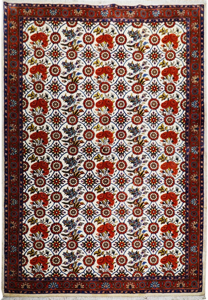 5 x 7 Ivory Fine Quality Persian Waramin Rug: 5 x 7 Ivory Fine Quality Persian Waramin Rug Free continental US Shipping Size in Feet: Width: 4.10 x Length: 6.10 Size in Inches: Width: 58 in x Length: 82 in Rug Type: Area Rug Colors: Ivory Weave: 