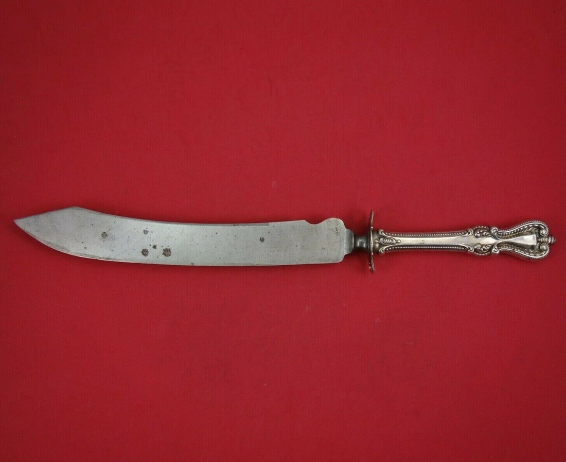 Old Colonial by Towle Sterling Silver Roast Carving Knife w/ Carbon Steel Blade: Old Colonial by Towle Sterling Silver Roast Carving Knife w/ Carbon Steel Blade Old colonial by towlesterling silver hollow handle with carbon steel blade and pierced sterling silver guard roast carvi