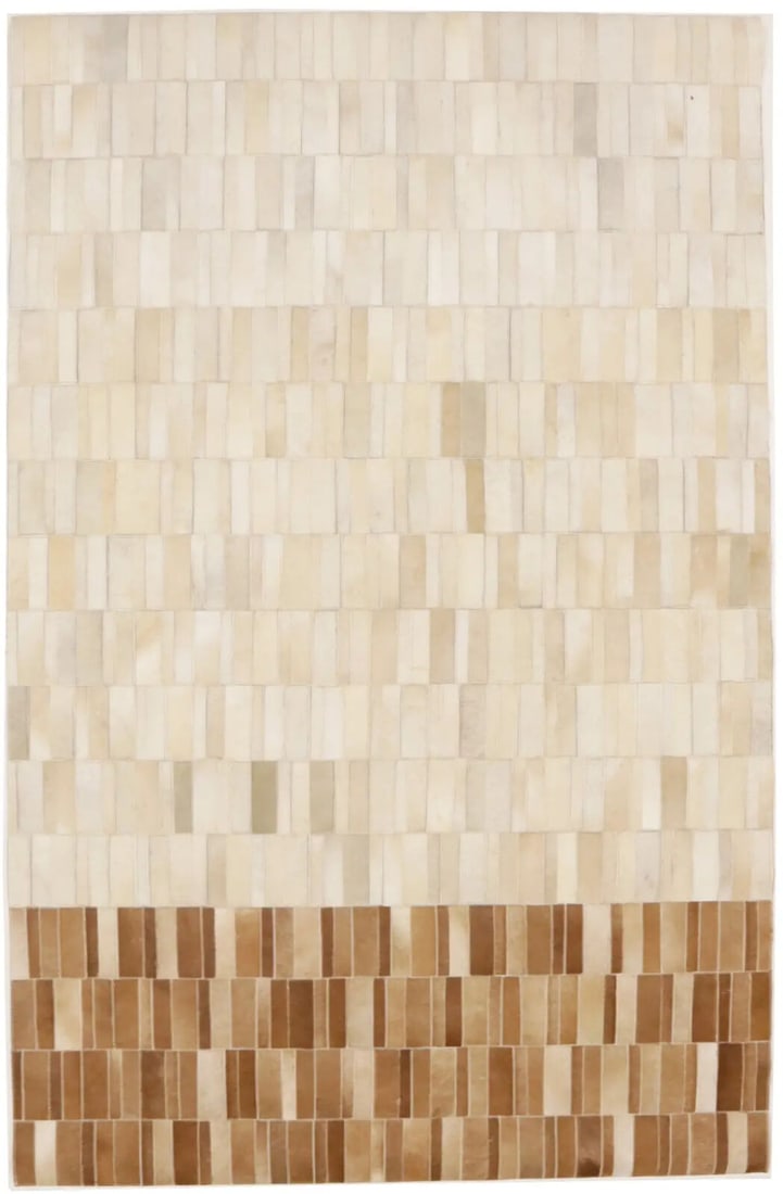 Contemporary Beige Brown Cowhide 5X8 Modern Leather Rug Hand-Stitched Carpet: Contemporary Beige Brown Cowhide 5X8 Modern Leather Rug Hand-Stitched Carpet Free continental US Shipping Type: Area Rugs Color: Beige Brown others Size: 5"0 X 8"0 Ft Production Technique: Knotted Mat