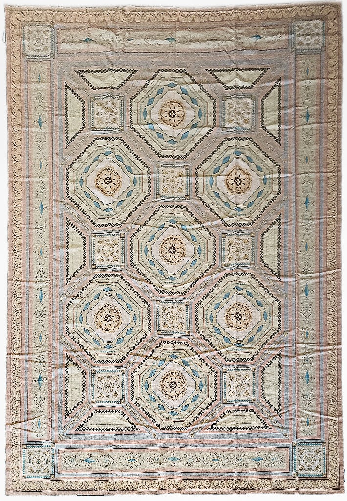 9 x 13 Needle point Rug French Geometric Handmade: 9 x 13 Needle point Rug French Geometric Handmade Free continental US Shipping Size in Feet: Width: 9.3 x Length: 13.3 Size in Inches: Width: 111 in x Length: 159 in Rug Type: Area Rug Colors: Mauve b