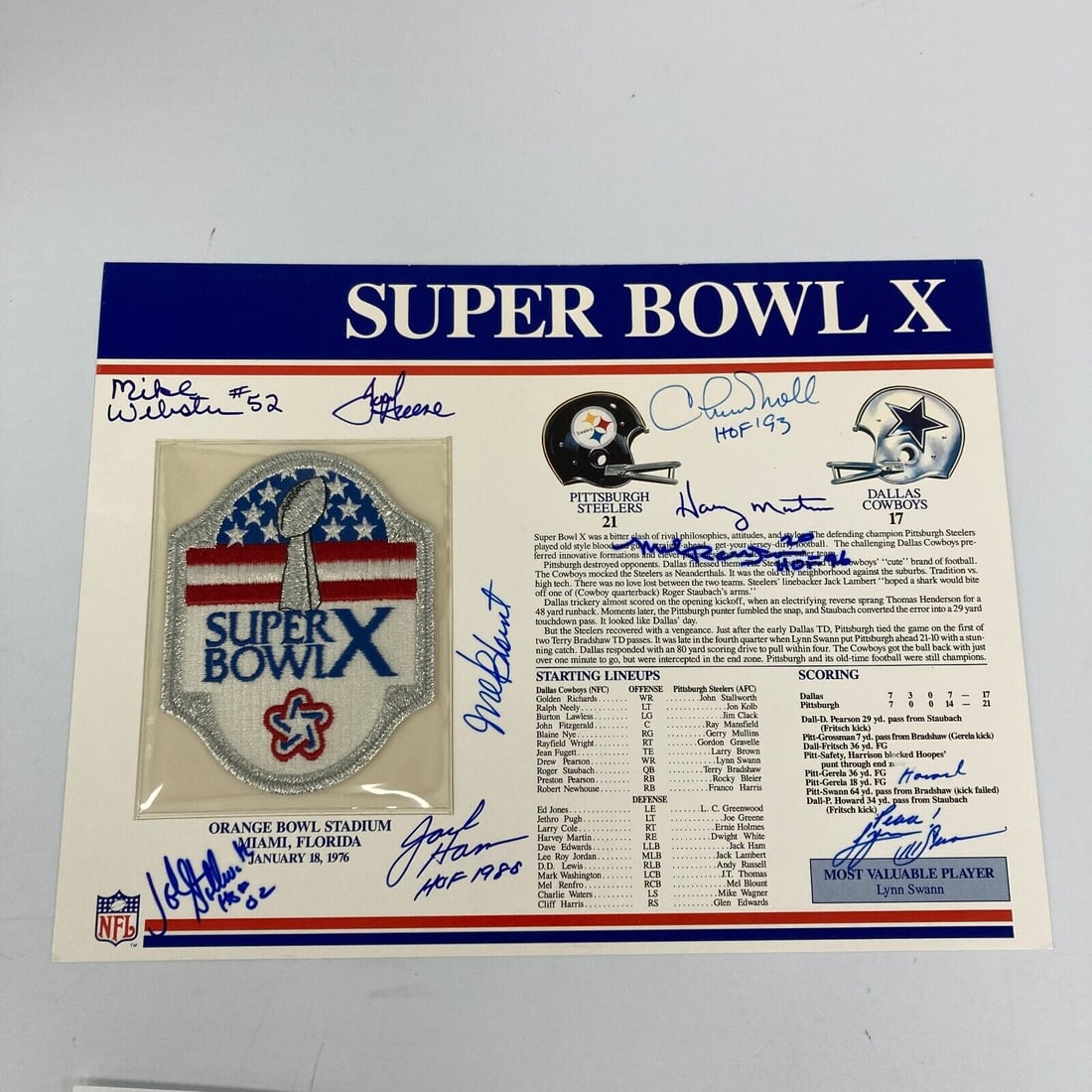 Pittsburgh Steelers Super Bowl Champs Team Signed Commemorative Patch JSA: Pittsburgh Steelers Super Bowl Champs Team Signed Commemorative Patch JSA Sport: Football Signed: Yes Original/Reprint: Original Autograph Authentication: James Spence Authentication (JSA) Product: Ph