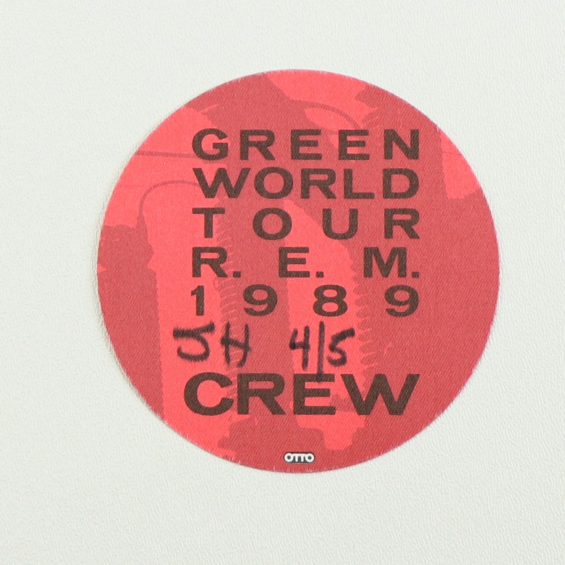 1989 R.E.M. Green World Tour Crew Backstage Pass: 1989 R.E.M. Green World Tour Crew Backstage Pass Original 1989 R.E.M. Green World Tour Crew Backstage Pass . This is a true vintage pass, not a modern reproduction. Pass is in excellent condition, unp