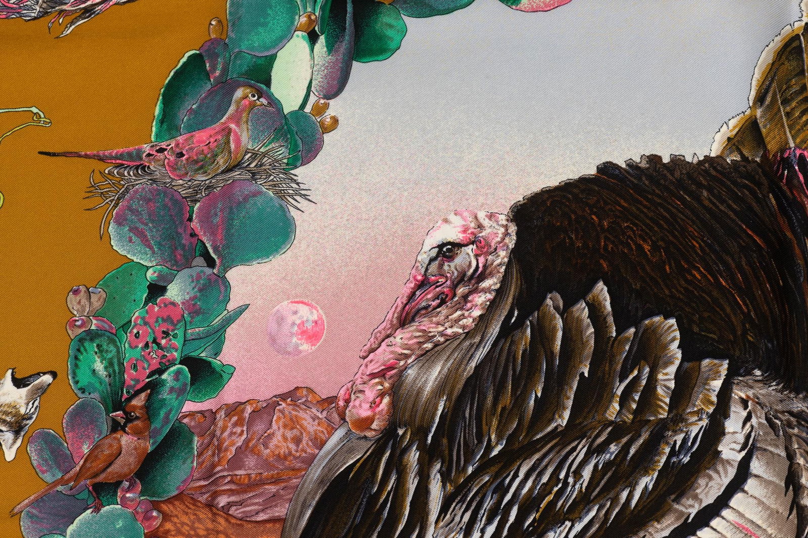 Hermes Mustard Texas Wildlife Scarf: Hermes Mustard Texas Wildlife Scarf Brand: Hermes Dimensions: Width: 35 in (88.9 cm)Length: 35 in (88.9 cm) Place of Origin: France Period: 21st Century Pre-Owned The Mynt Guarantee: All items in this